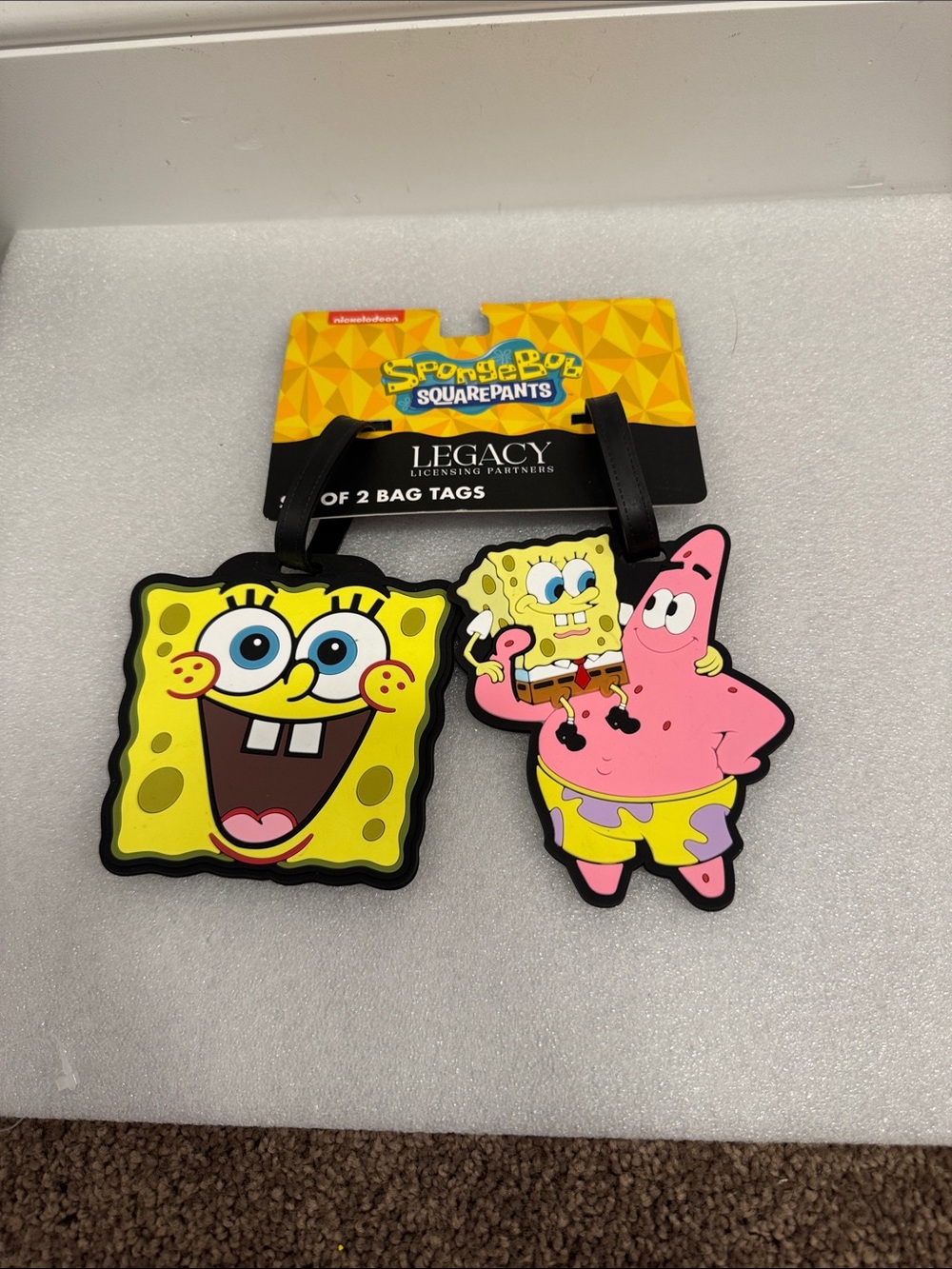 SpongeBob SquarePants & Patrick set of 2 luggage tags NWT